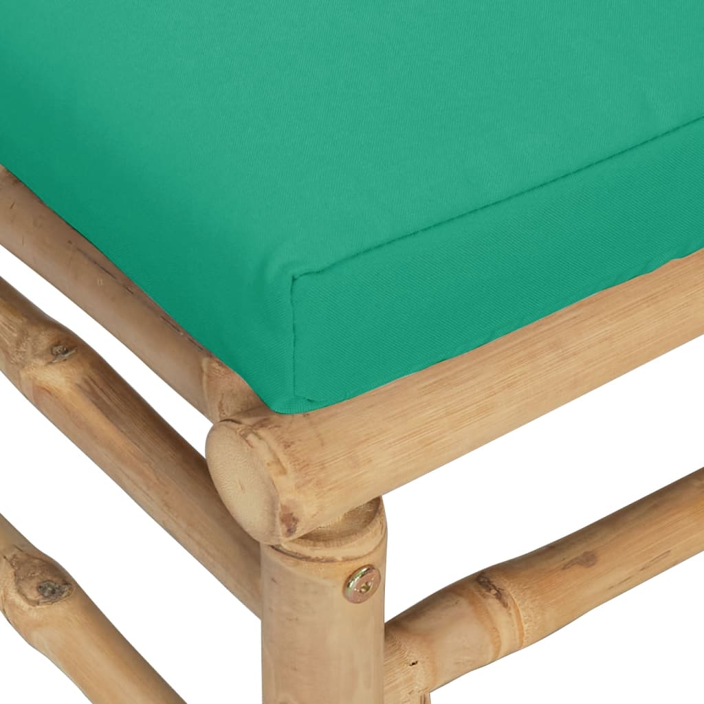 Bamboo Patio Corner Sofa with Green Cushions X849