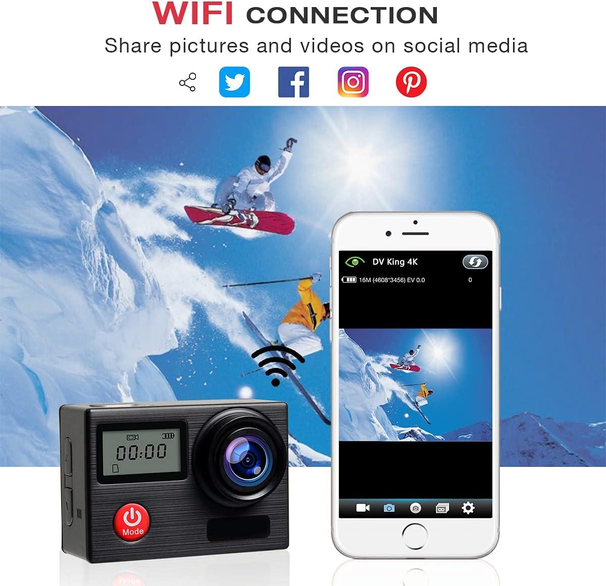 4K Waterproof Action Camera with 2 Batteries E493