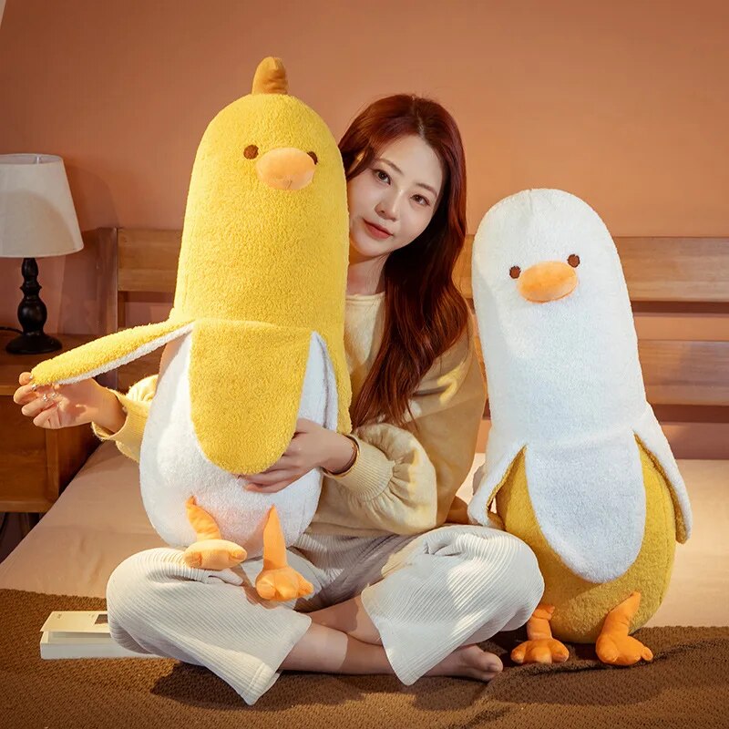 Kawaii Banana Duck Plush Toys 27CM Soft Down Cotton Cartoon Cushion T7765