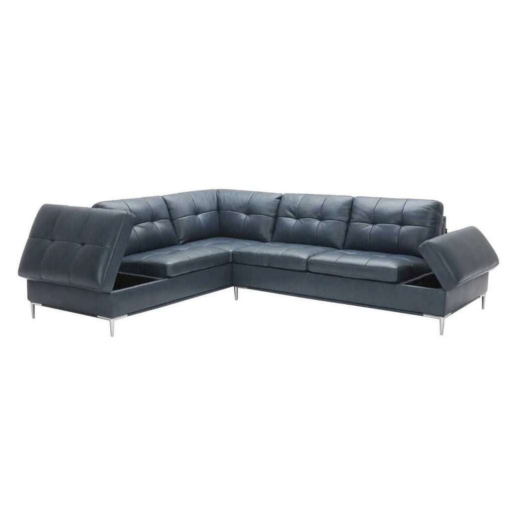 Blue Italian Leather Sectional Sofa H2507