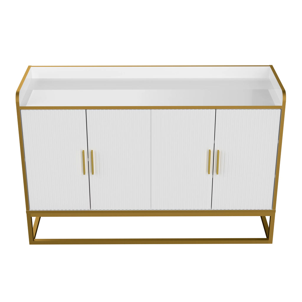 White Gloss Storage Cabinet with Metal Legs T819690