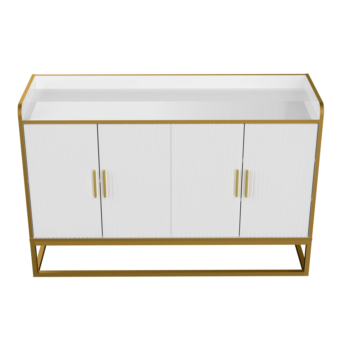 White Gloss Storage Cabinet with Metal Legs T819690