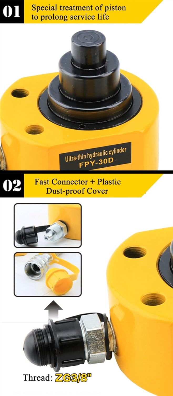 100 ton Low Profile Hydraulic Ram Jack Multi-Section Stroke 69mm Mini Portable Hydraulic Cylinder H26758