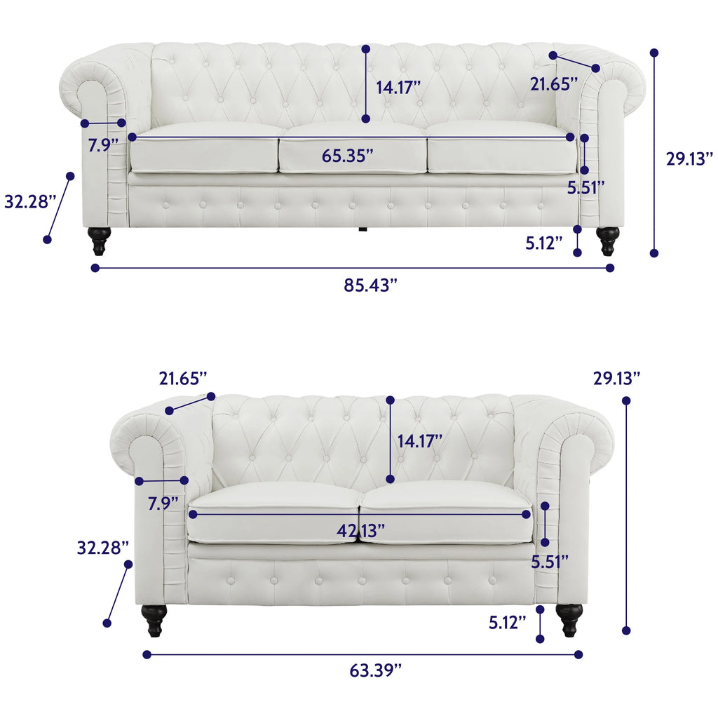 White Tufted Sofa L6110