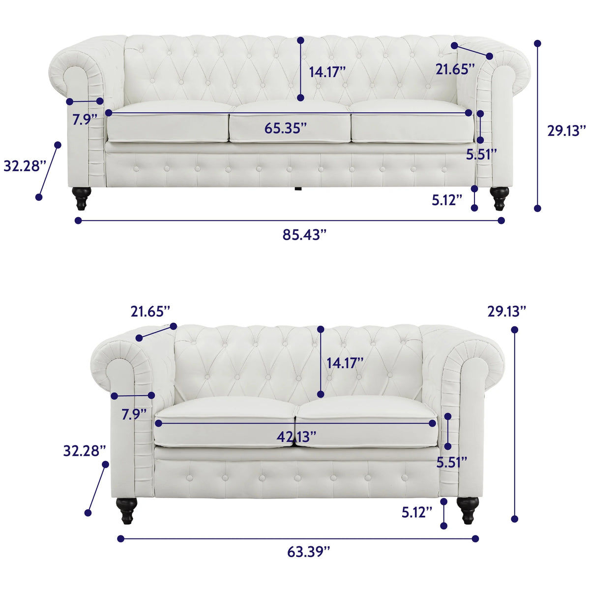 White Tufted Sofa L6110