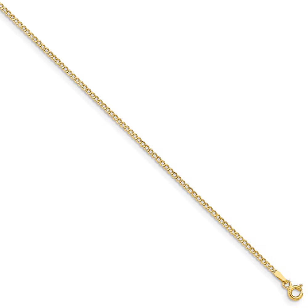 14k Yellow Gold Hollow Curb Chain Necklace, 22 Inch O595