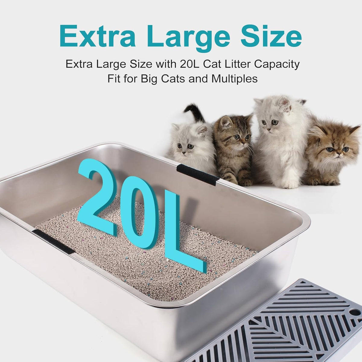 2 Pack Large Stainless Steel Cat Litter Box with Lid E476648