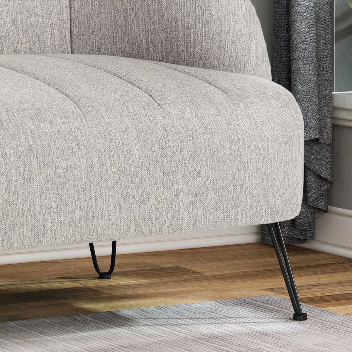 Light Gray Fabric Loveseat with Hairpin Legs N4759