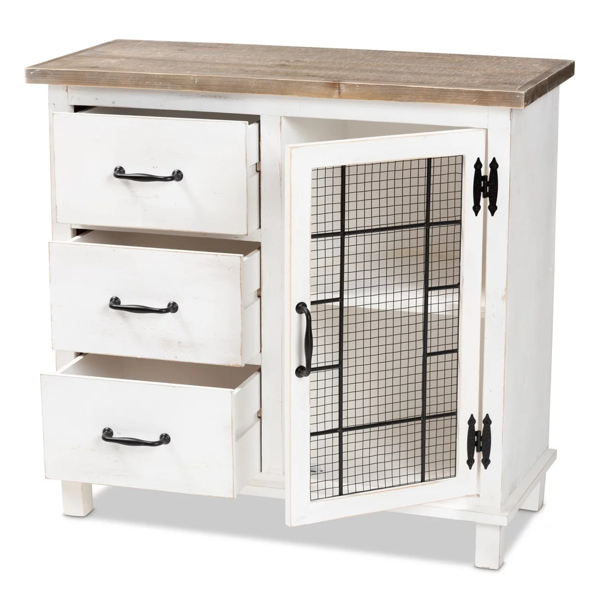 White Oak Brown 3-Drawer Wood K72540