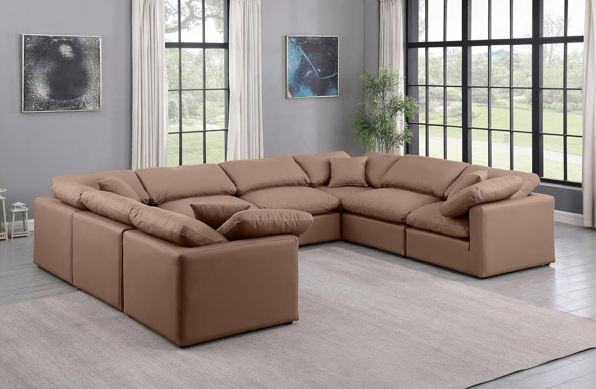 Brown Vegan Leather Sectional G565