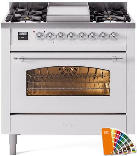 36 Dual Fuel Natural Gas Range with Chrome Trim L754