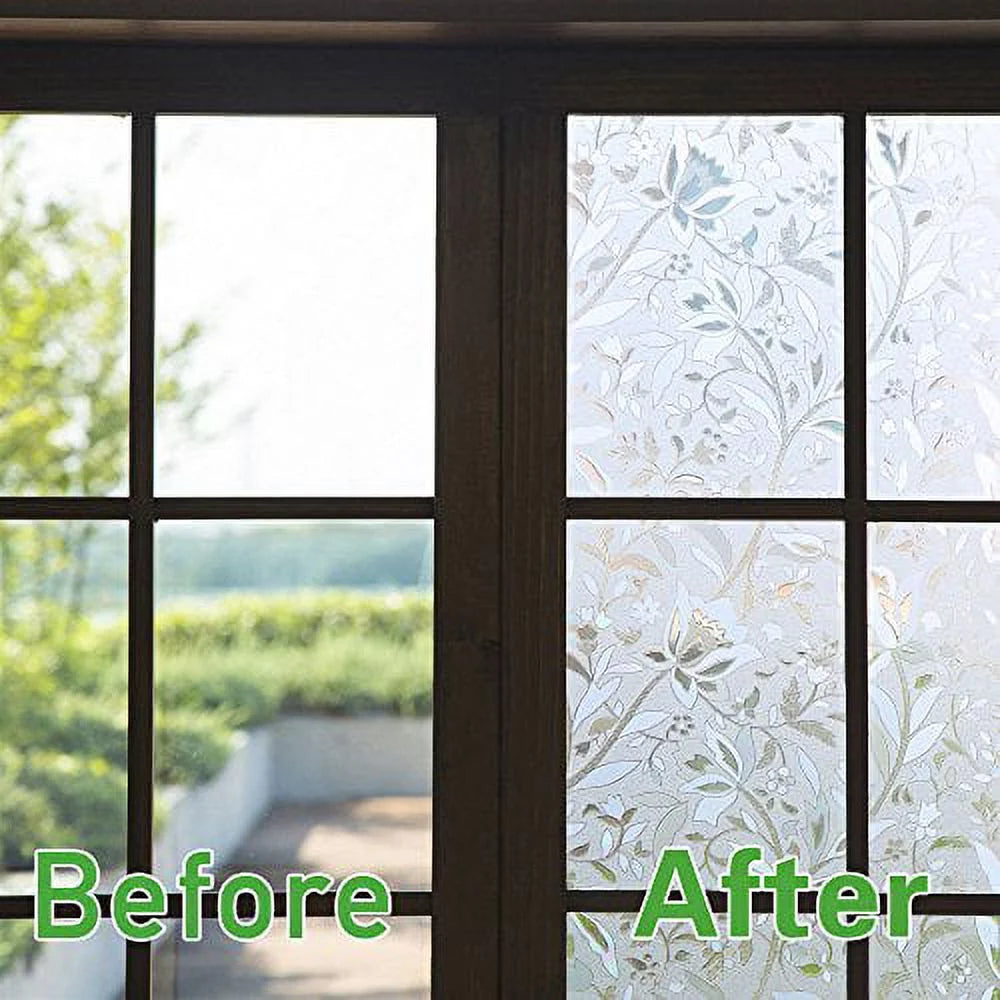 Etched Lace Window Film Static Window Cling Frosted Glass Window Clings 17.7 by 78.7 Inches I682220