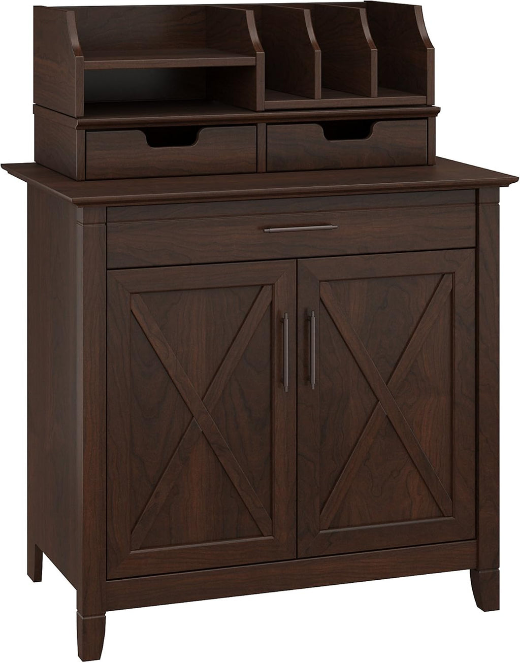 Washed Gray Secretary Desk with 5 Shelf Bookcase I91685