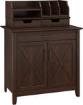 Washed Gray Secretary Desk with 5 Shelf Bookcase I91685