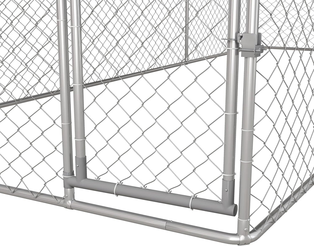 Large Heavy Duty Dog Kennel with Waterproof Cover, Galvanized Chain Link, 19.7' x 7.5' x 7.5' L783