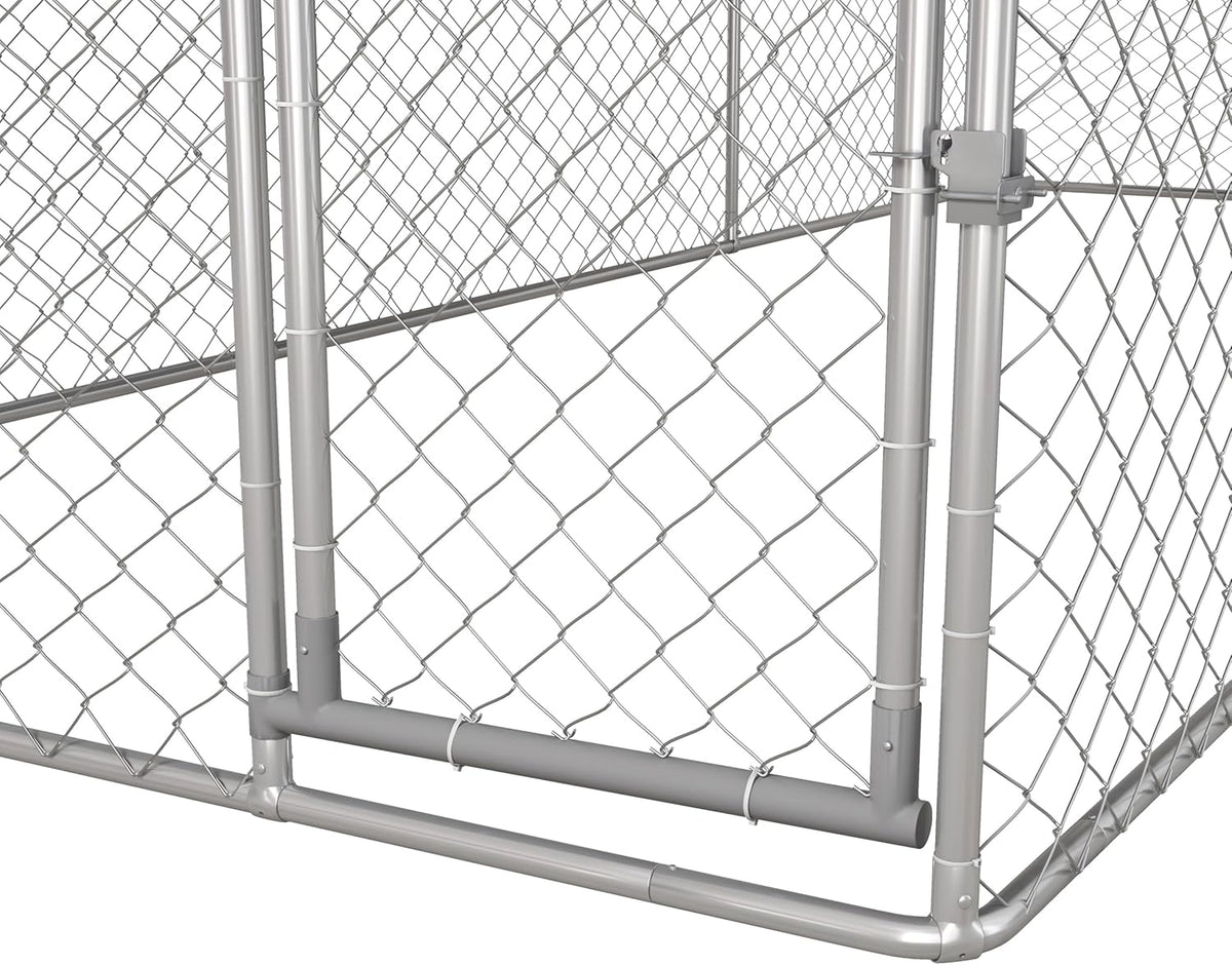 Large Heavy Duty Dog Kennel with Waterproof Cover, Galvanized Chain Link, 19.7' x 7.5' x 7.5' L783
