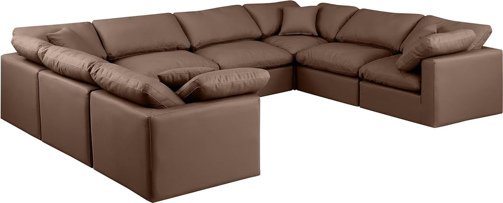 Brown Vegan Leather Sectional G565