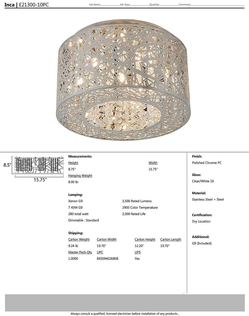 7-Light LED Flush Mount Polished Chrome W606245