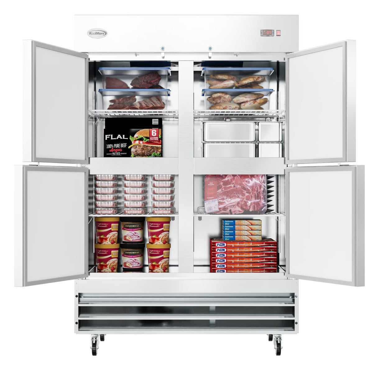 54 in. Commercial Stainless Steel Solid Half Door Reach-In Freezer, 47 cu. ft. P9197