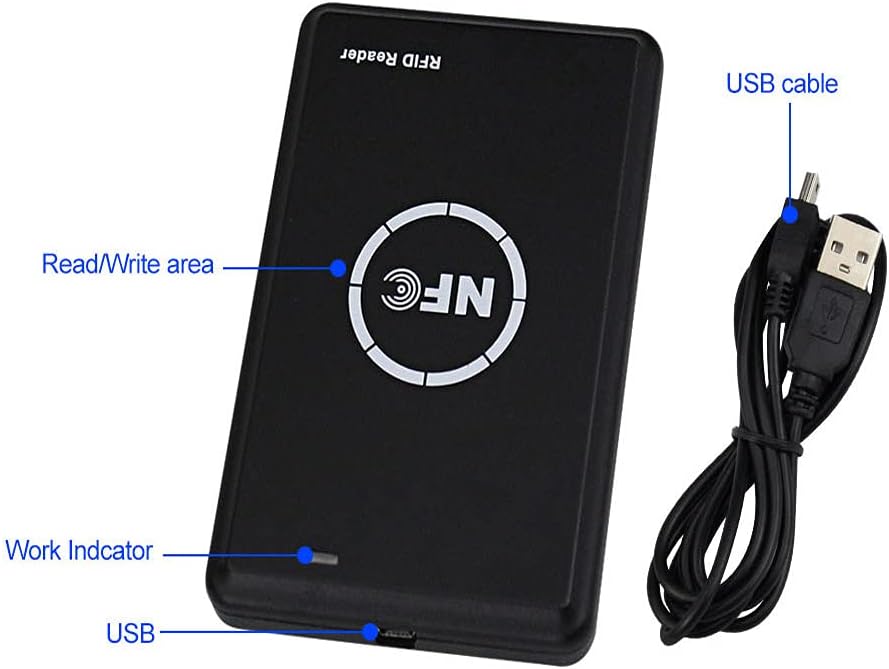 13.56MHz NFC RFID Reader Writer Smart Card Programmer with Key Fob Cards L7346