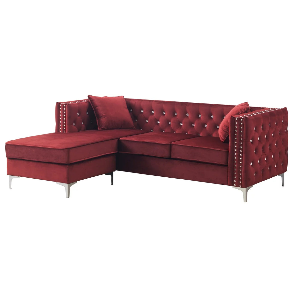Burgundy Sofa Chaise V7241