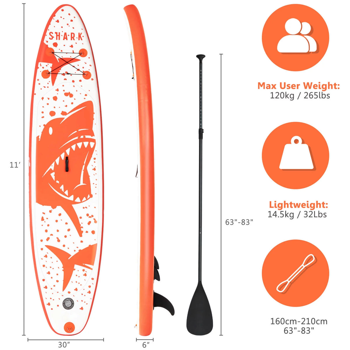 11' Inflatable Stand-Up Paddle Board Non-Slip Deck R493010
