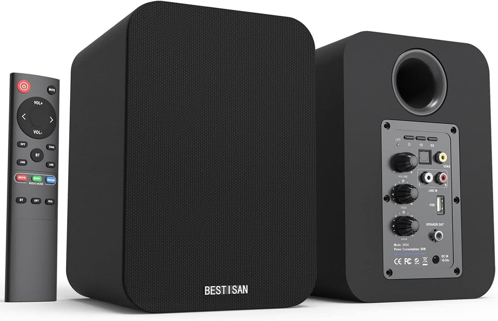 Bluetooth Bookshelf Active Speakers, 50W RMS, Pair, Black G43287
