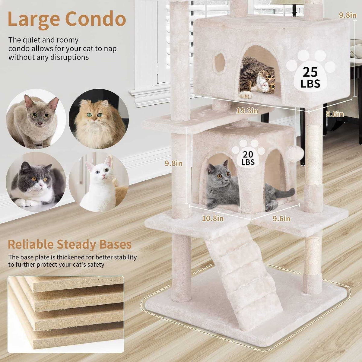 54in Multi-Level Cat Tree with Scratching Post Q847148