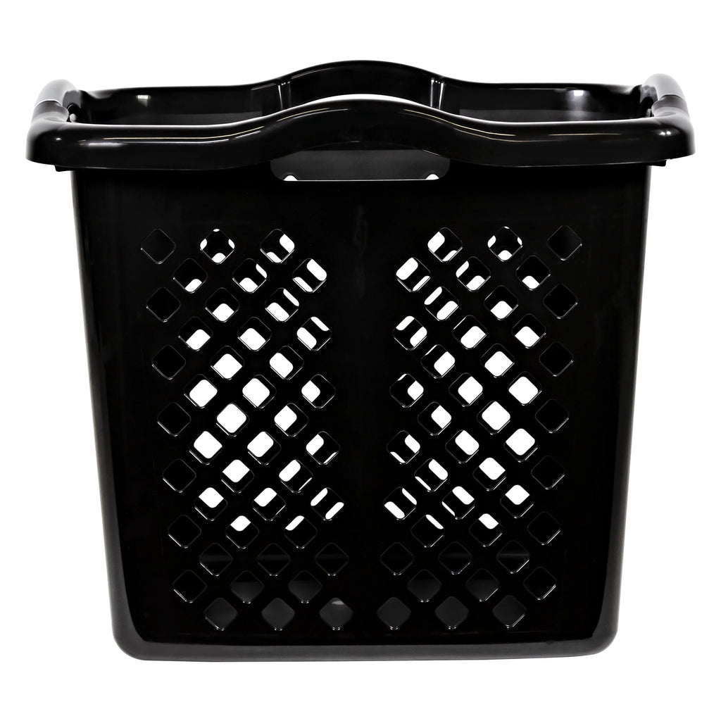 Black 2 Bushel Plastic Laundry Basket with Handles, 2 Pack K9260