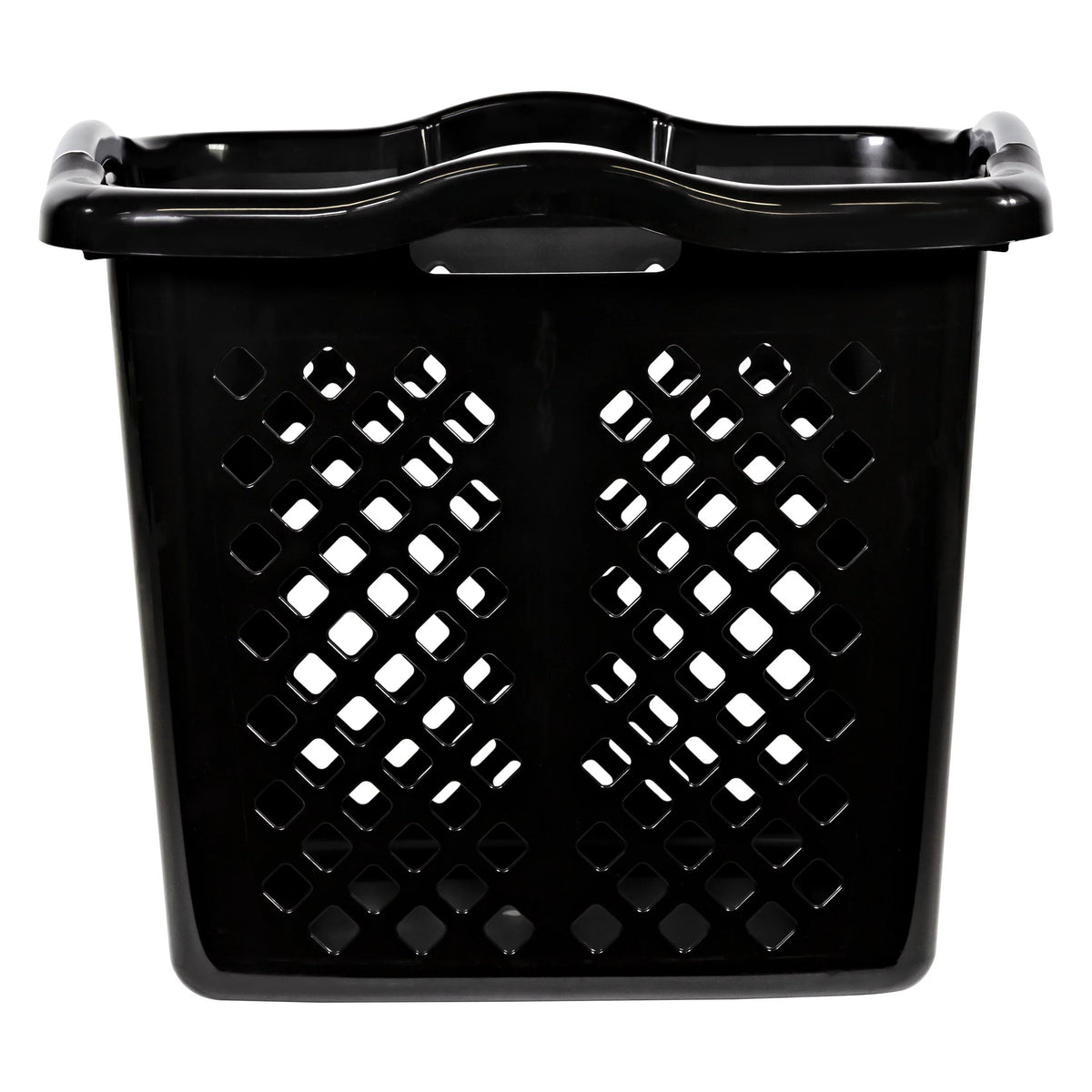 Black 2 Bushel Plastic Laundry Basket with Handles, 2 Pack K9260