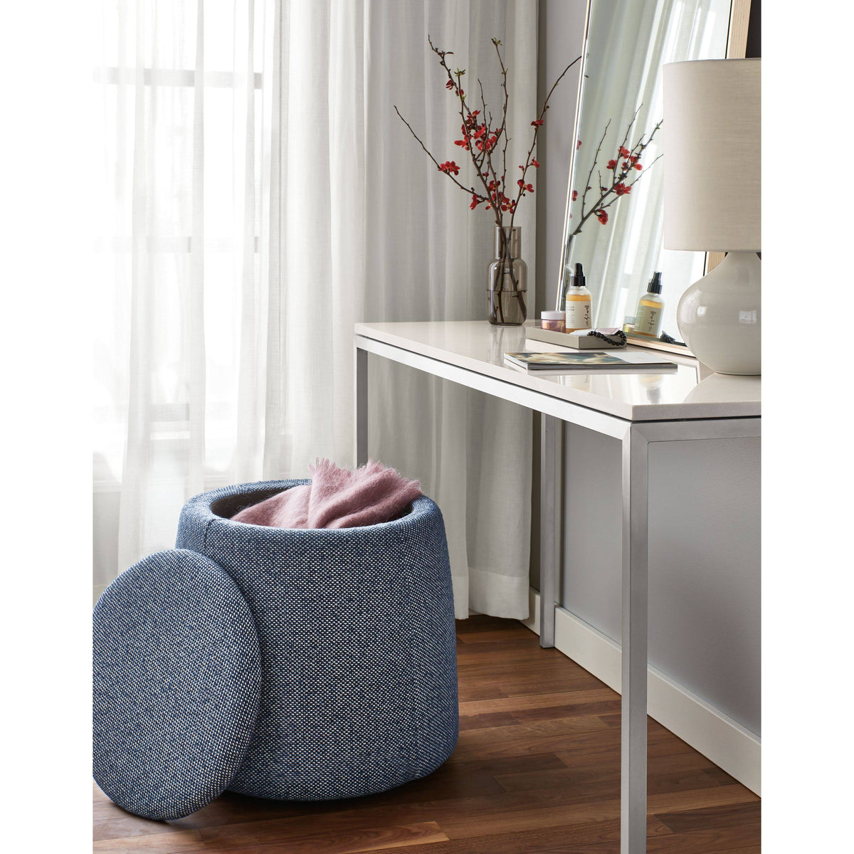 Smoke Tempered Glass Console Table with White Base H34980