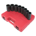 8 Piece 1/2" Drive Deep 12 Point Spindle Nut Impact Socket Set N30181
