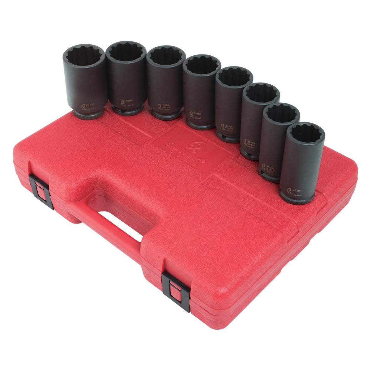 8 Piece 1/2" Drive Deep 12 Point Spindle Nut Impact Socket Set N30181