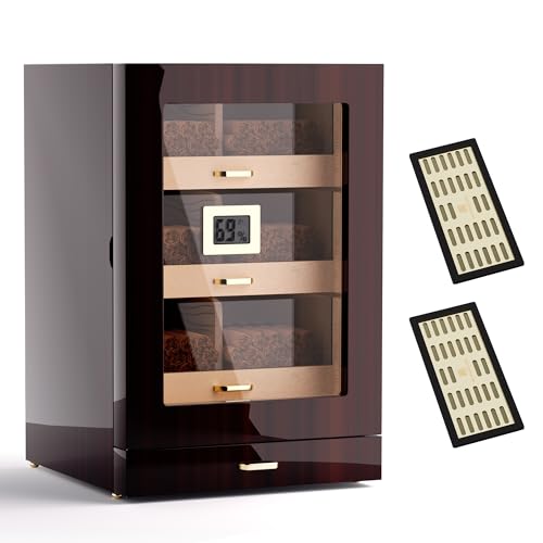 Cigar Cabinet Humidor with Accessory Drawer, Crystal Humidifiers, Lock & Keys and Spanish Cedar Lining L40341