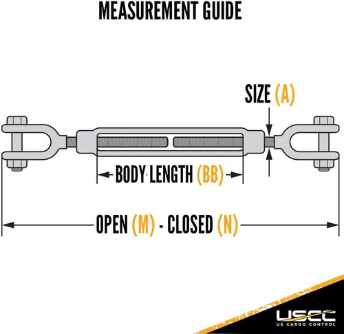 1/2 Inch x 6 Inches Galvanized Jaw and Jaw Turnbuckles W4664