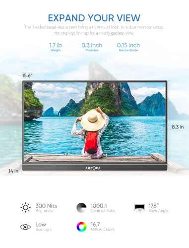 15.6'' FHD 1080P IPS Portable Monitor with USB C & HDMI K2167