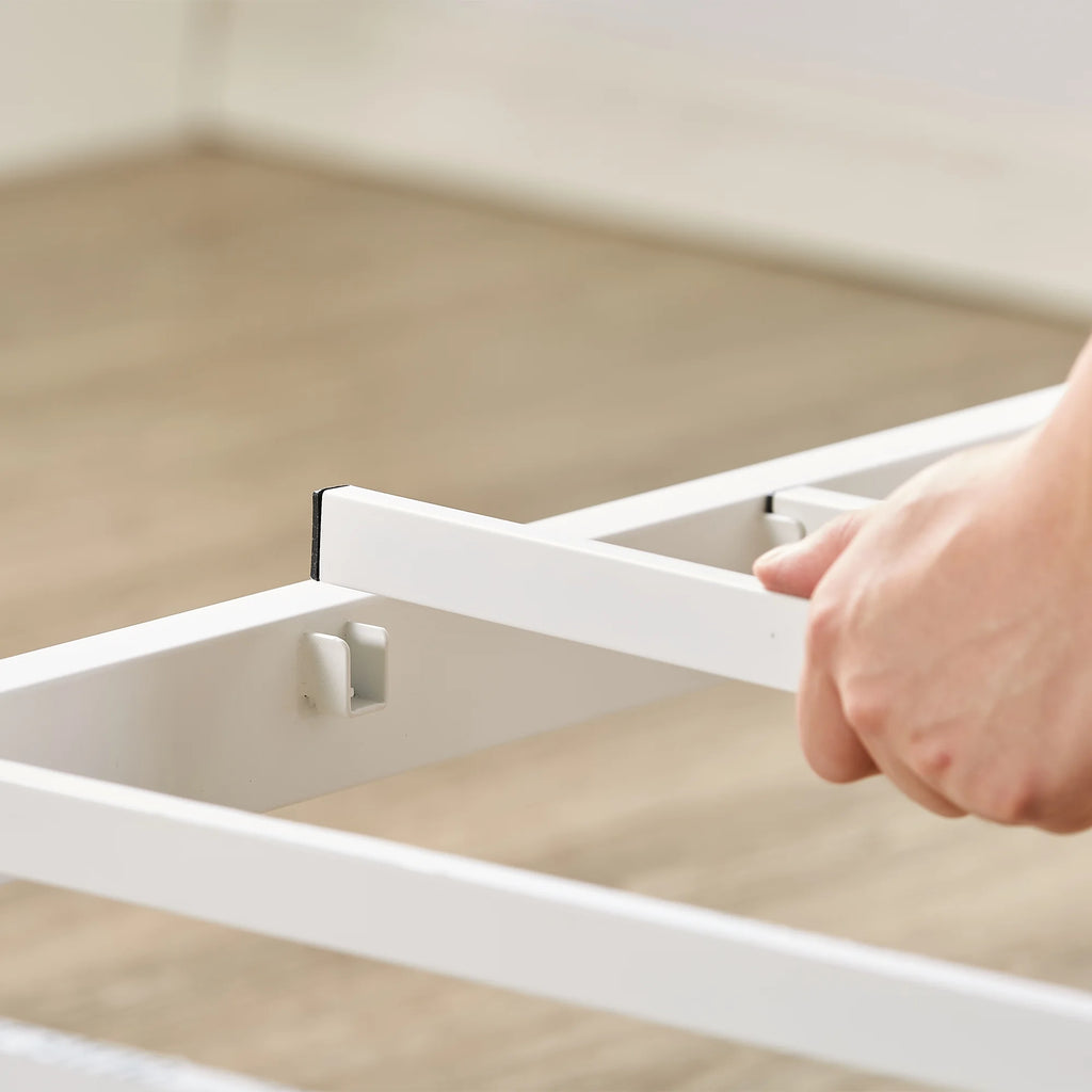 King White Metal Platform Bed Frame O452