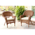 Wicker Chair with Tan Cushion Set of 2 R591