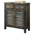 Oak Brown Teal Console Table Y88205