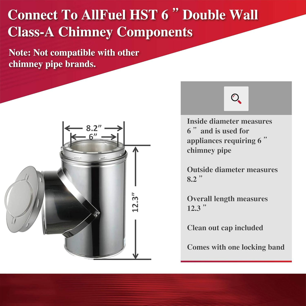 6" Diameter 304 Stainless Steel All Fuel Class-A Double Wall Insulated Chimney Pipe B758