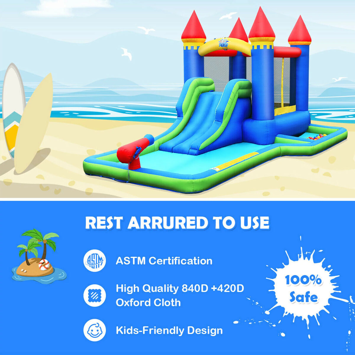 Inflatable Bouncer Climbing Slide Bounce House Water Park Ball Pit S512428