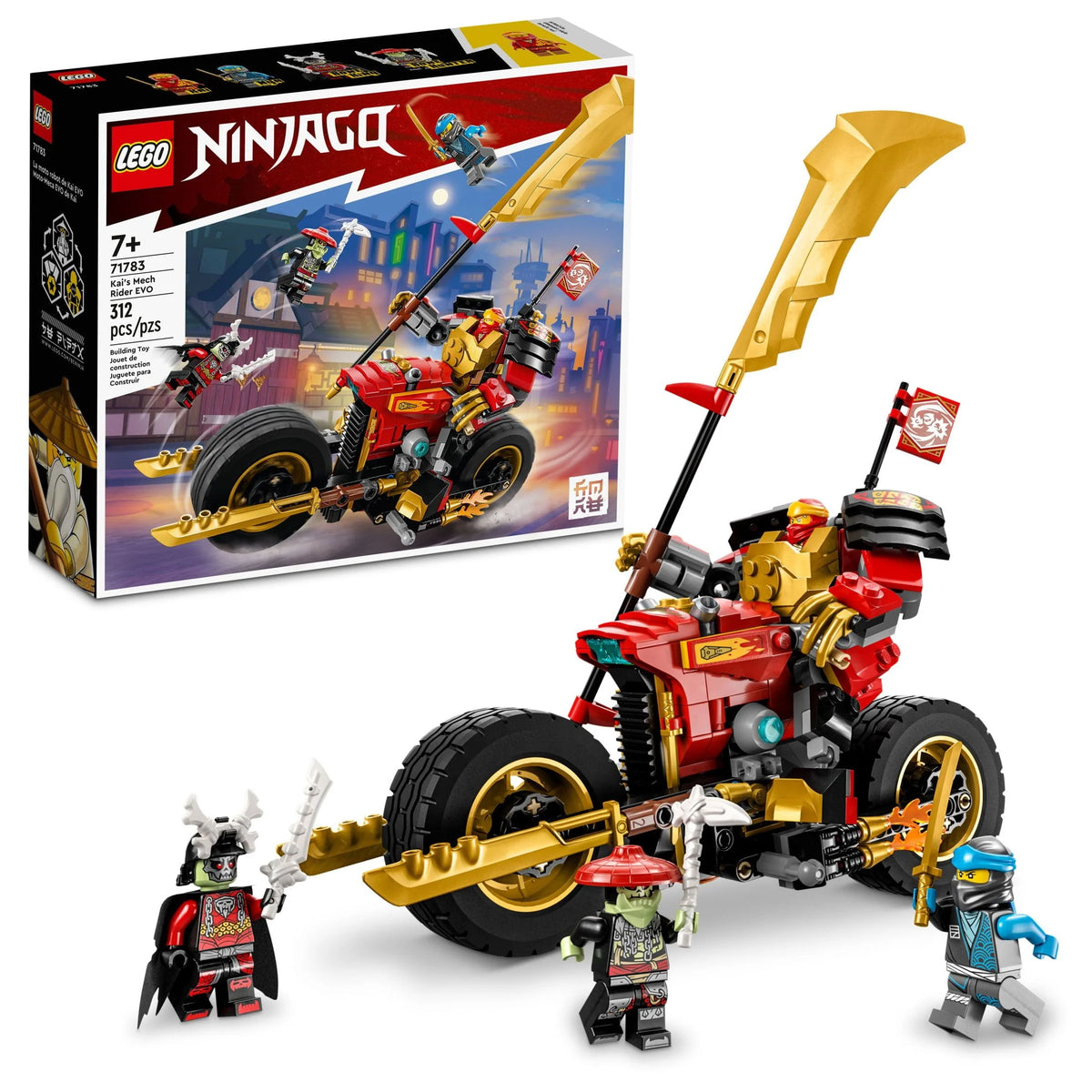 Upgradable Ninja Motorbike Toy Mech Action Figure and 2 Minifigures C40076