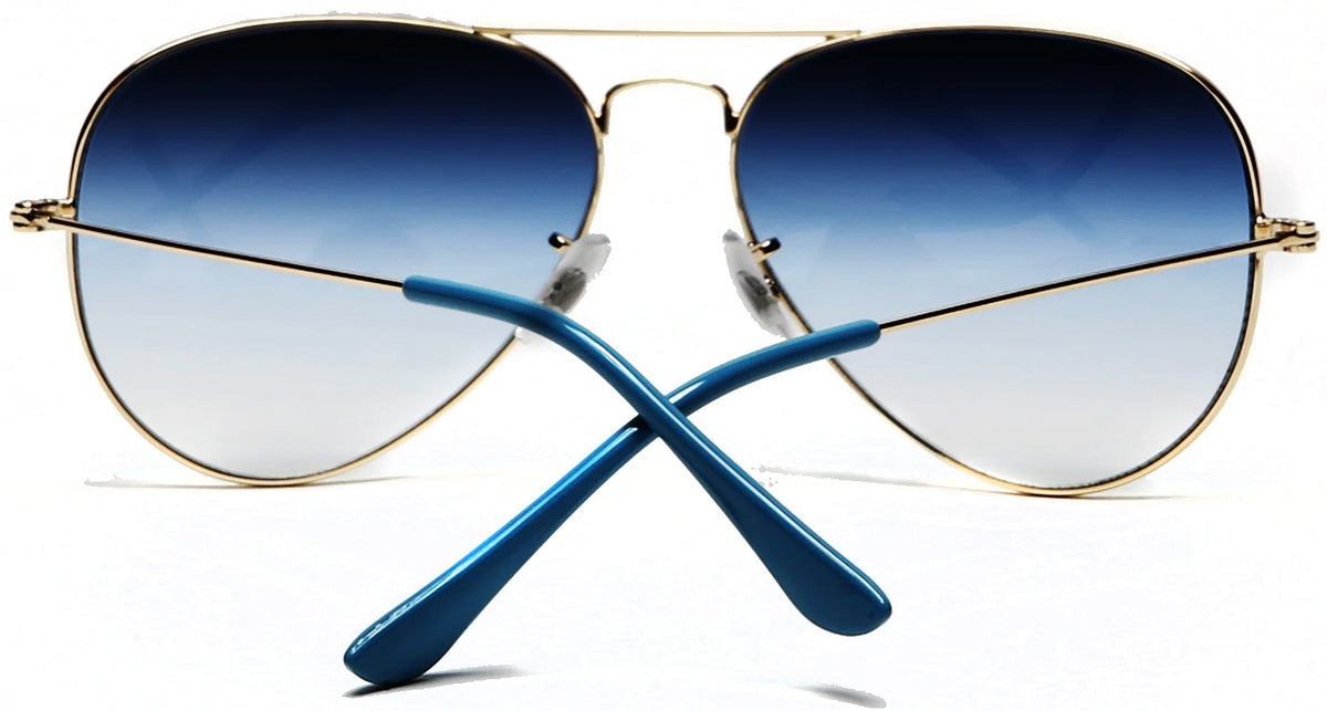 Gold Frame Blue Lens Aviator Sunglasses H4200