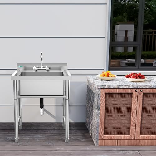 Stainless Steel Freestanding Single Bowl Utility Sink with Workbench V898