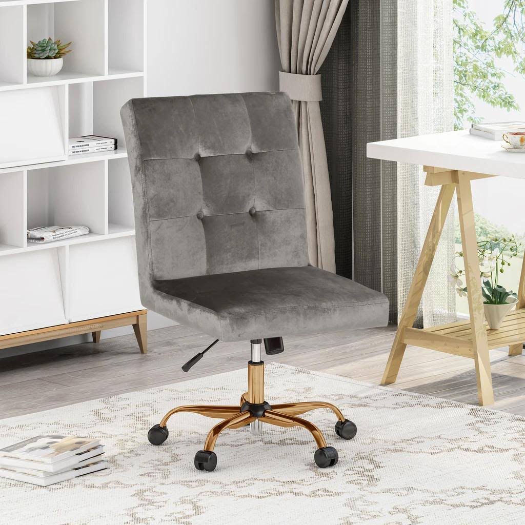 Tufted Office Chair with Swivel Base Gray H8619