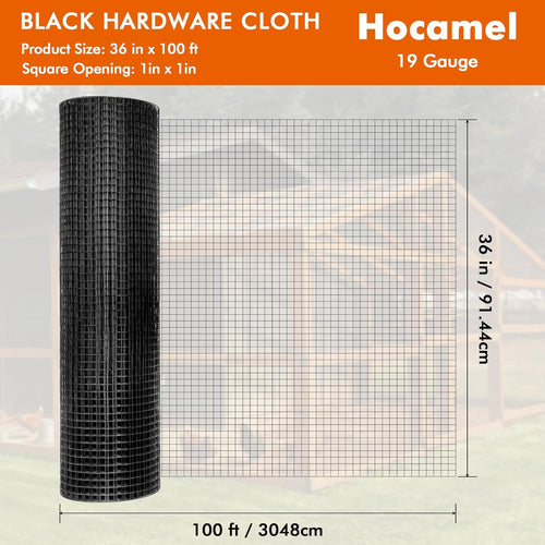 1/2 inch 36 x 100 ft 19 Gauge Black PVC Coated Galvanized Wire Mesh Roll J32894
