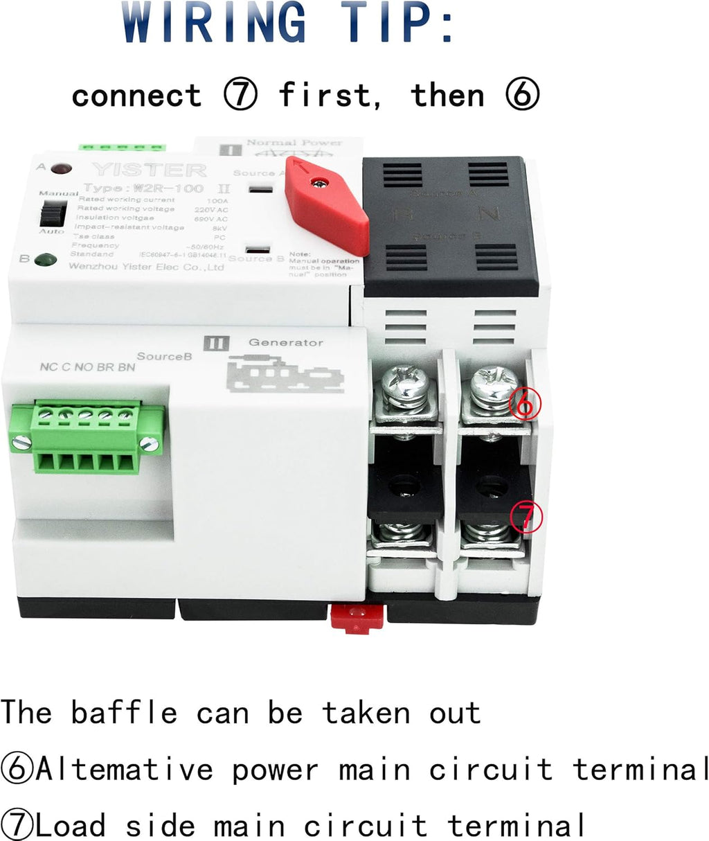 WiFi RF433 Remote Control 2P Dual Power Automatic Transfer Switch 16-100A Din Rail Mounted I350042