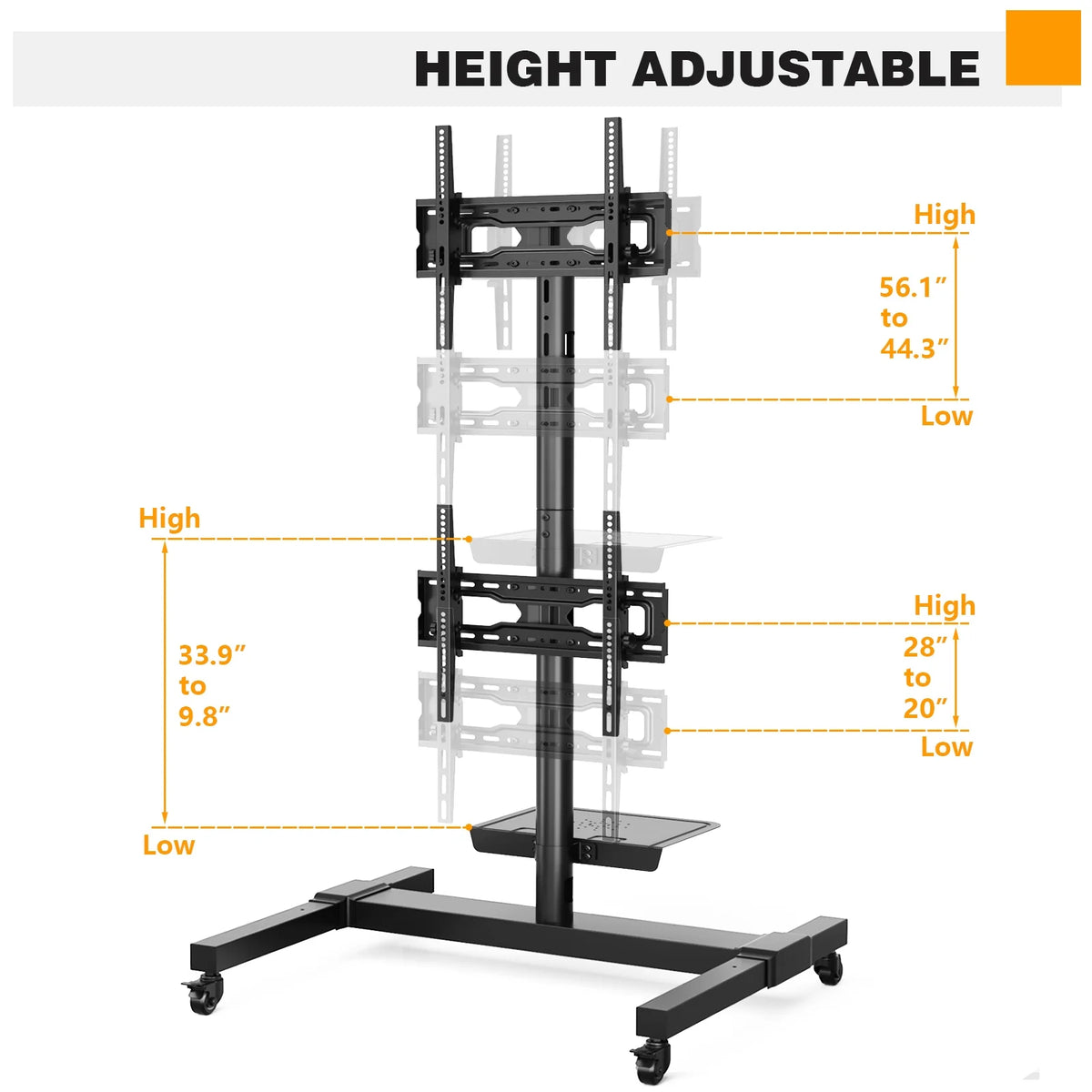 Black Mobile TV Stand for 32 to 55 inch Flat TVs X73291