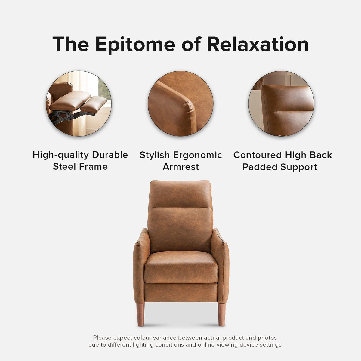 Pecan Brown Faux Leather Recliner H49566