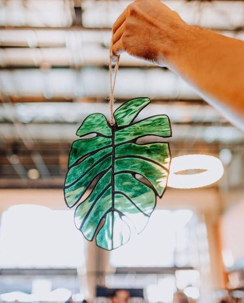 Stained Glass Monstera Leaf A649546